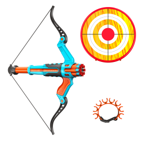 Archery Roleplay Set Dart Bow Target Set 11 Piece Set: Foam Dart Bow, 8 Universal Suction Cup Darts, 12in Plastic Target, Wrist Dart Holder, 8+