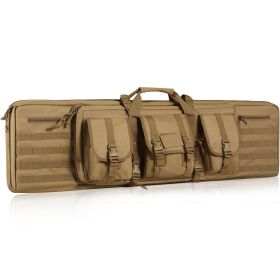Rifle Bag, 42 inch Tactical Double Long Gun Bag, Soft Rifle Case with Lockable Zipper, Portable Handle & Shoulder Strap (Color: Brown, size: 42 inch)